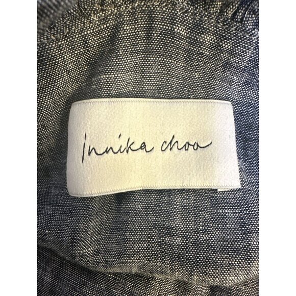 Innika Choo Blue Maxi Dress w/Orange Floral Embroidery & Tie Straps OS - Picture 7 of 9